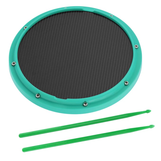 12in Drum Pad Percussie Training Koolstofvezel Antislip Schokabsorberende Mat met Drumstokken(Zee groen gray