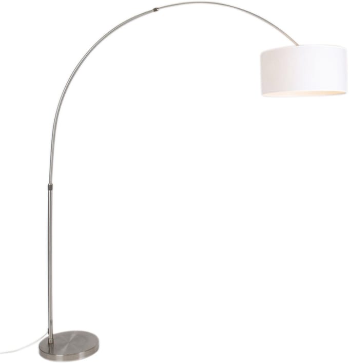 QAZQA Satin - Staande booglamp - 1 lichts - L 1950 mm - Wit