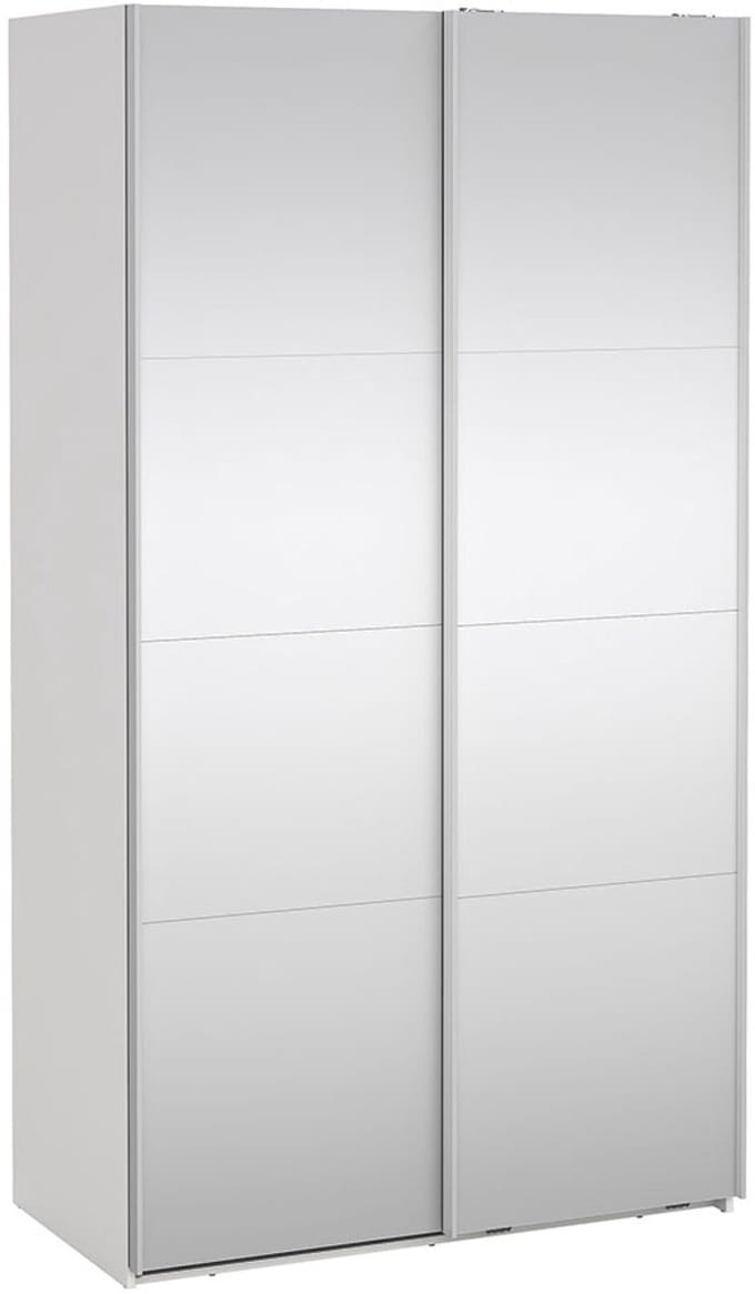 Catania schuifdeurkast 2 deuren met spiegel 120x220cm wit.