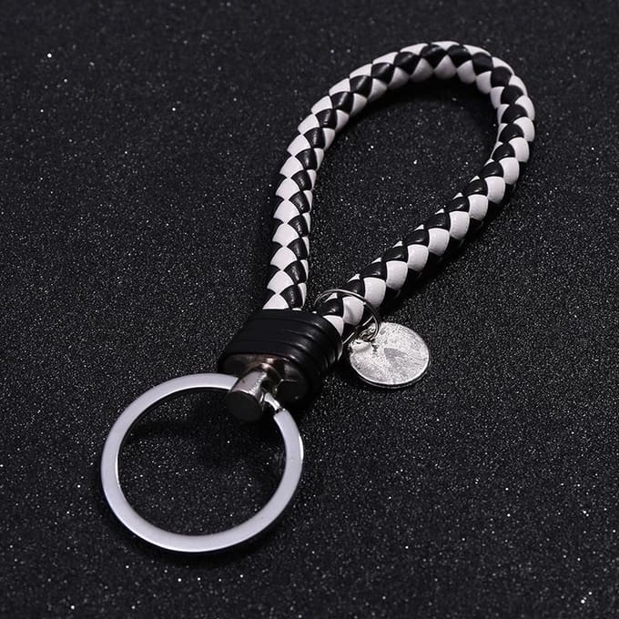 Sleutelhanger Leer - Zwart /Wit
