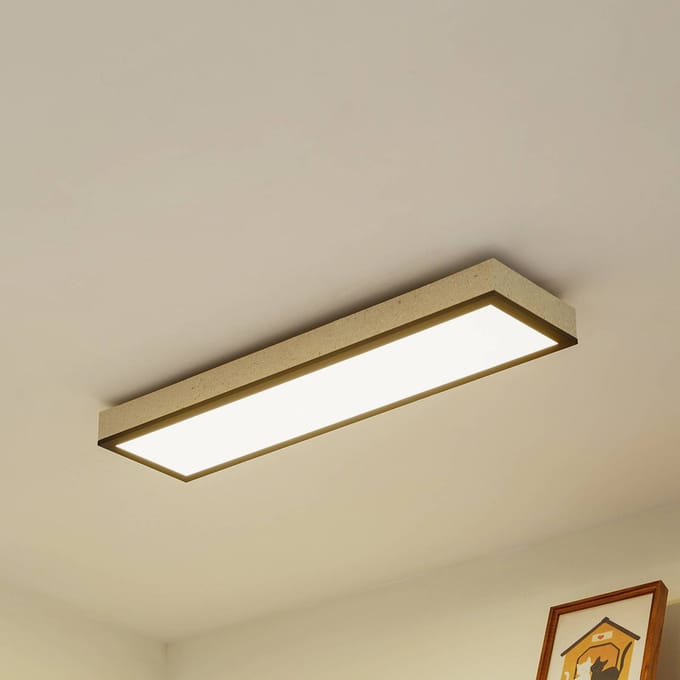 Lindby LED plafondlamp Laviona, CCT, dimbaar, beton, 80 cm