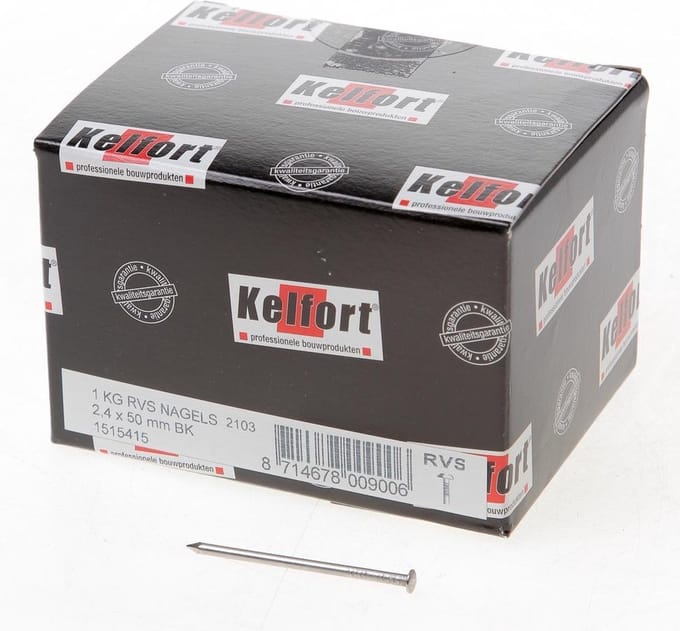 Kelfort draadnagel bombe kop RVS 2.4 x 50mm 1kg