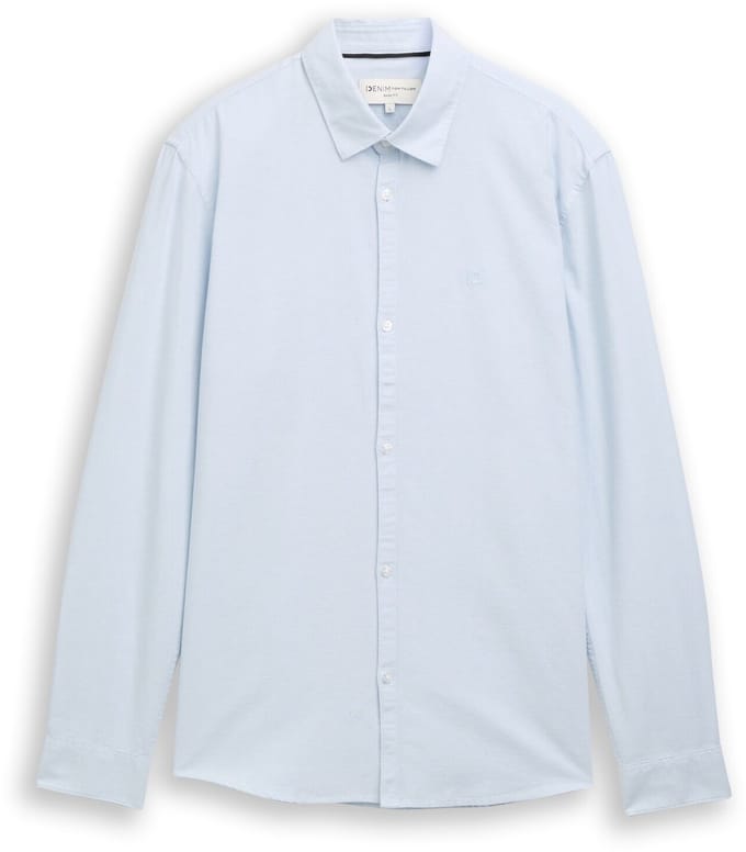 Tom Tailor Denim - Regular fit overhemd met geborduurd logo - Maat S - blue oxford