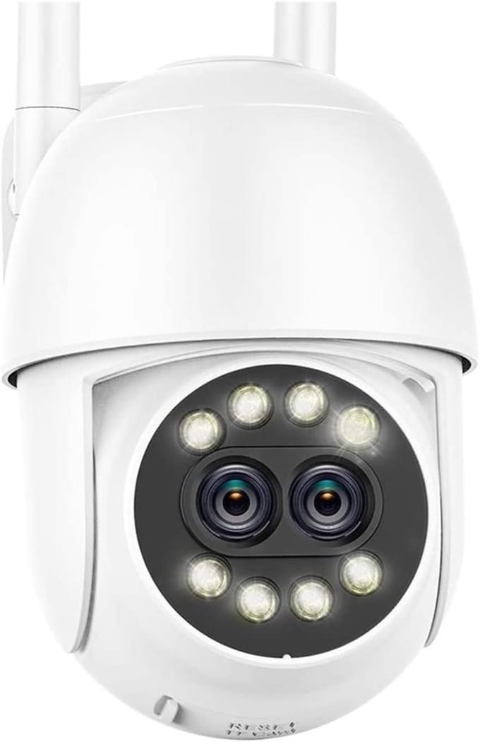 Beveiligingscamera Buiten - IP Camera Wifi - Huisbewaking - Dubbele Lens Zoom - 8MP - Wit