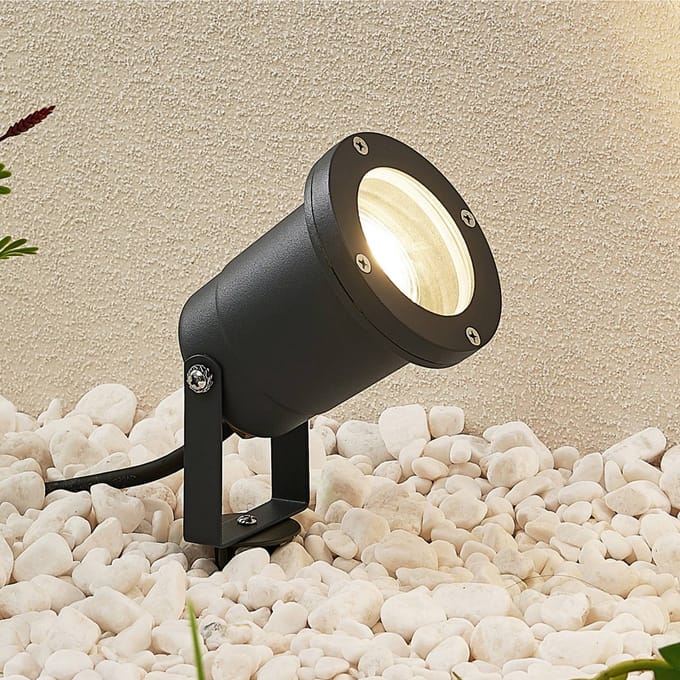 Lindby - Buitenspots - 1licht - aluminium, glas - H: 31.5 cm - GU10 - donkergrijs
