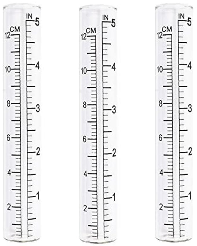 Set van 3 glazen regenmeters voor tuin en boerderij