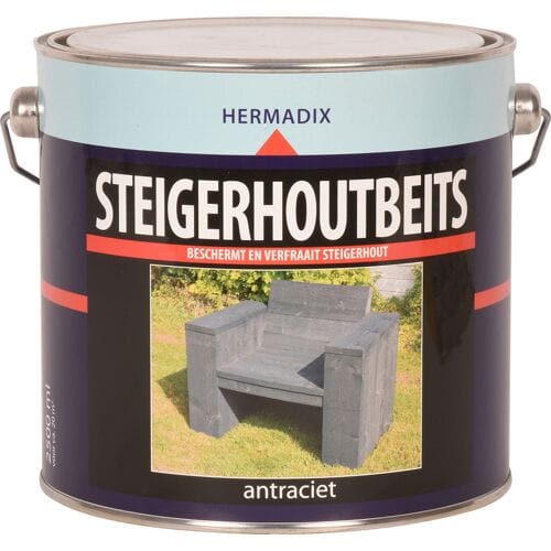 Hermadix Steigerhoutbeits - 2,5 liter - Antraciet