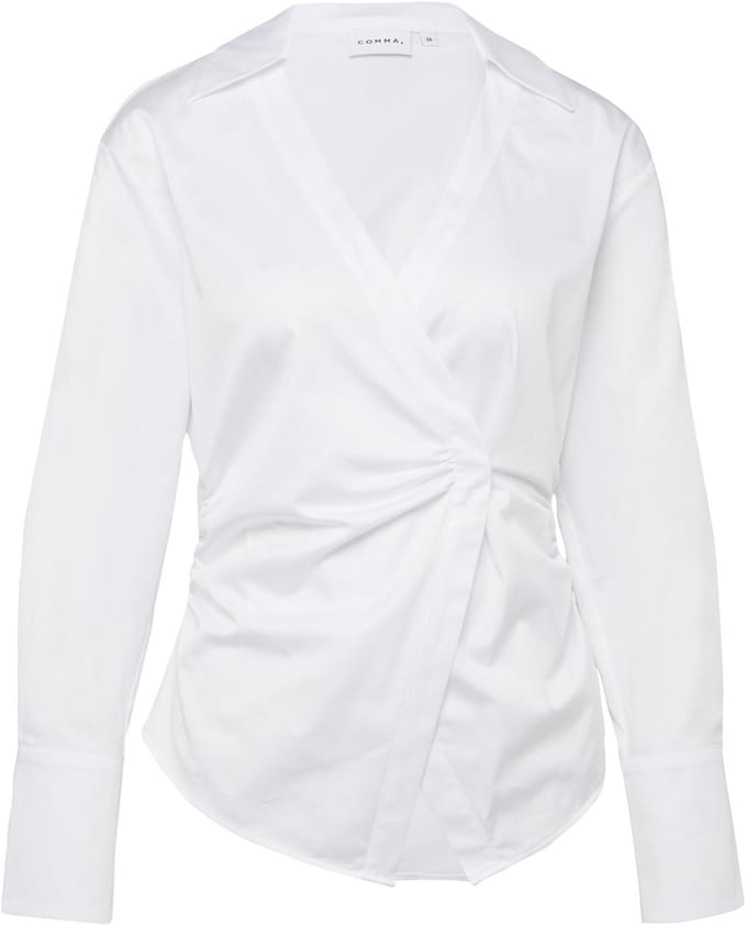 Katoenen satijnen blouse met drukknoopsluiting dames COMMA