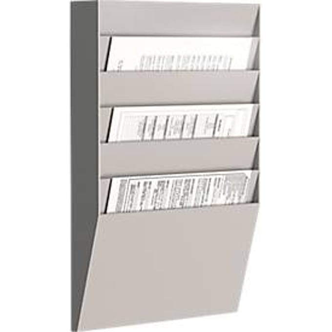 Paperflow wandfolderhouder A4 liggend 6 vakken, grijs
