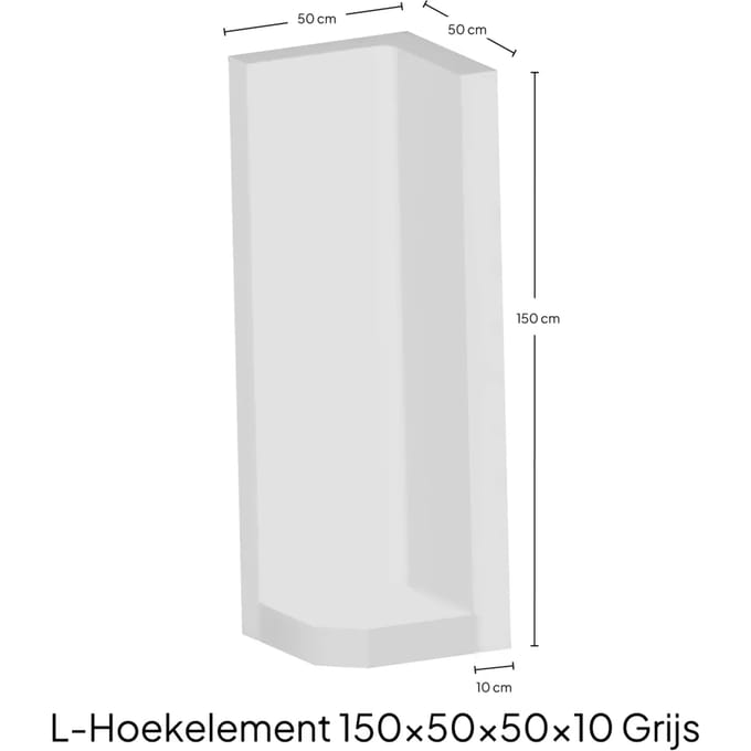 Hoek-L-Element 150x50x50x10cm Zichtbeton