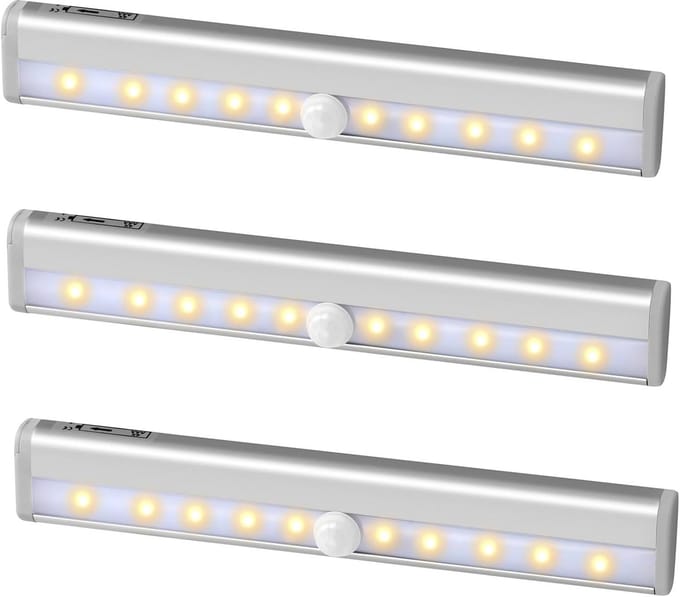 Set van 2 Draadloze LED Bewegingssensor Kastverlichting met Magneetstrips