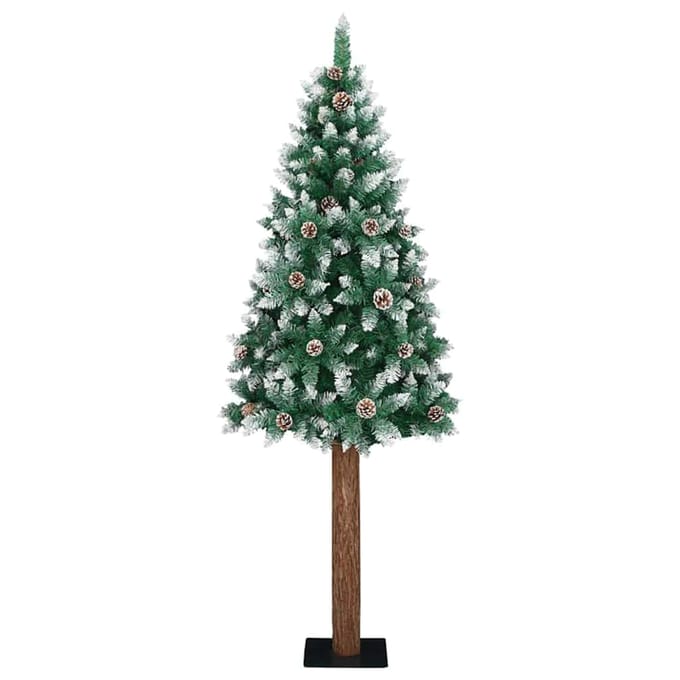vidaXL - Slanke - Kerstboom - Groen - 180 - cm - PVC - en - massief - dennenhout