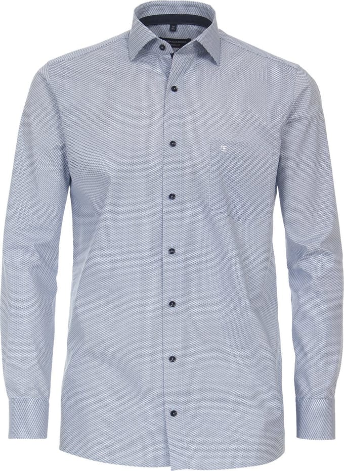 CASA MODA modern fit overhemd - popeline - blauw met wit dessin