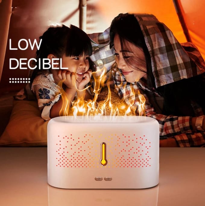 Aroma Diffuser – Ultrasonic Cool Mist Humidifier with Flame Effect – Essential Oil Diffuser with LED Lights for Aromatherapy & Air Humidifying