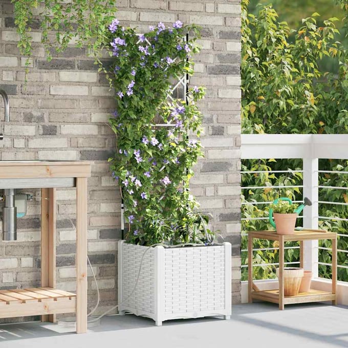 vidaXL - Plantenbak - Wit - 40 - x - 40 - x - 142 - cm - PP