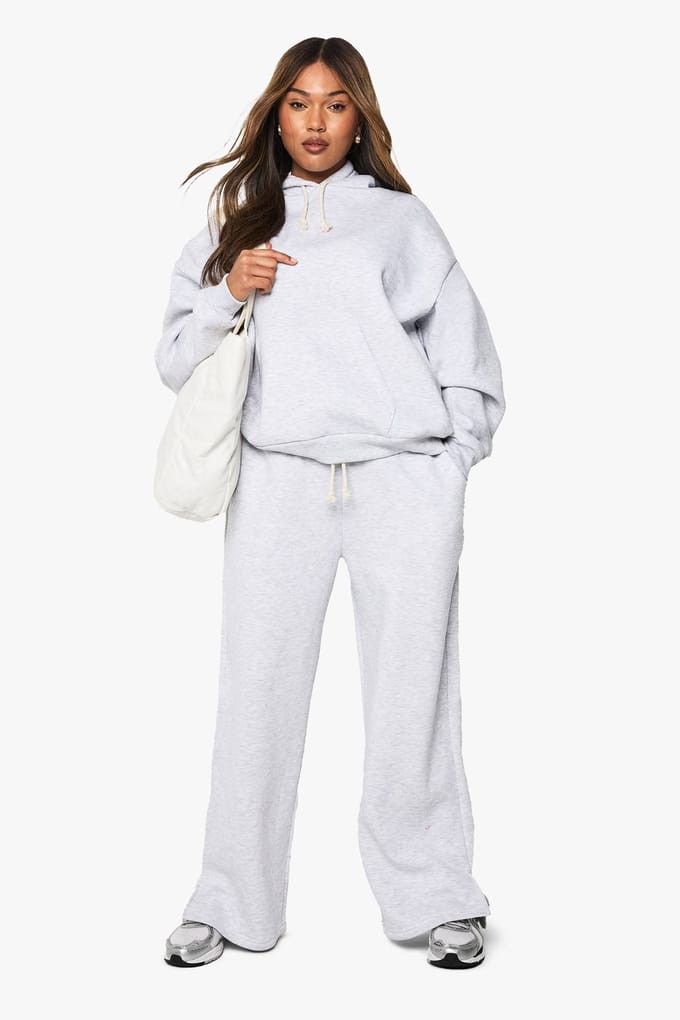 boohoo Dames Plus Rope Contrast Trainingspak met trekkoord | Ash Grey | Maat: 26