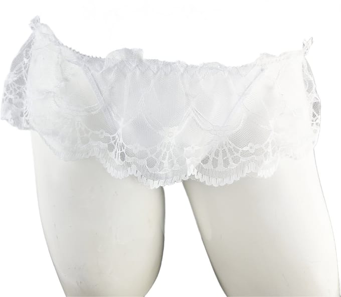 BamBella ® - ondergoed - maat Onesize S M L - String heren onderbroek Kant rok wit mannen