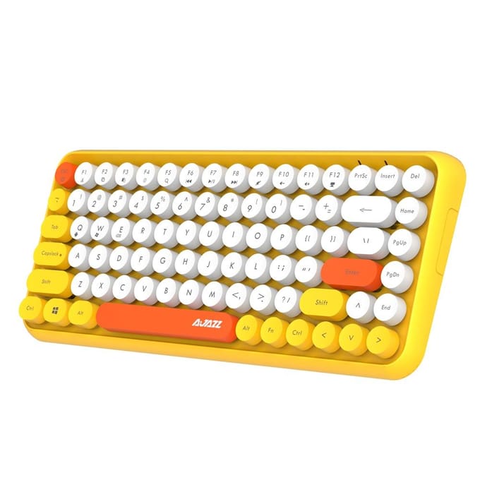 Ajazz 308i clavier Bluetooth capuchon de clé rond 10m connexion Bluetooth 84 touches pour Windows 2000, gris