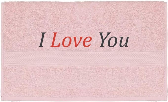Handdoek - I Love you - 100x50cm - Roze