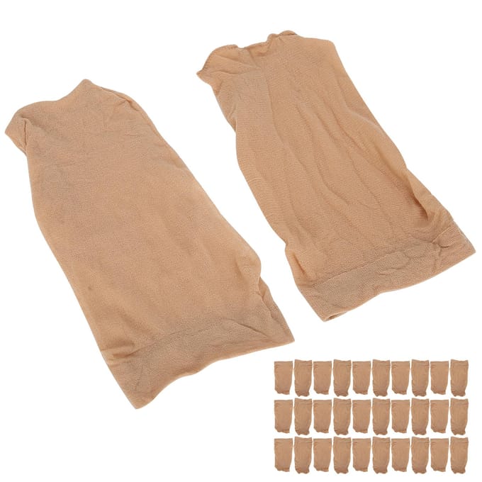 30 pièces Professionnel Bonnet de Perruque Stocking Extensible Élastique Lavable Portable Filet à Cheveux Set Couleur Chair beige