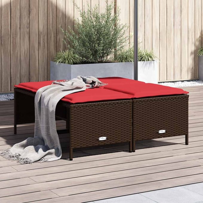 vidaXL Tuinstoelen met kussens 4 stuks Bruin Poly Rotan