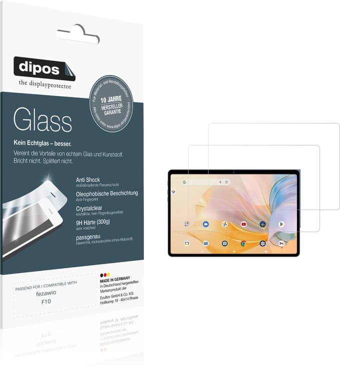 dipos – 2x Pantserfolie geschikt voor fezawio F10 | 9H Screenprotector