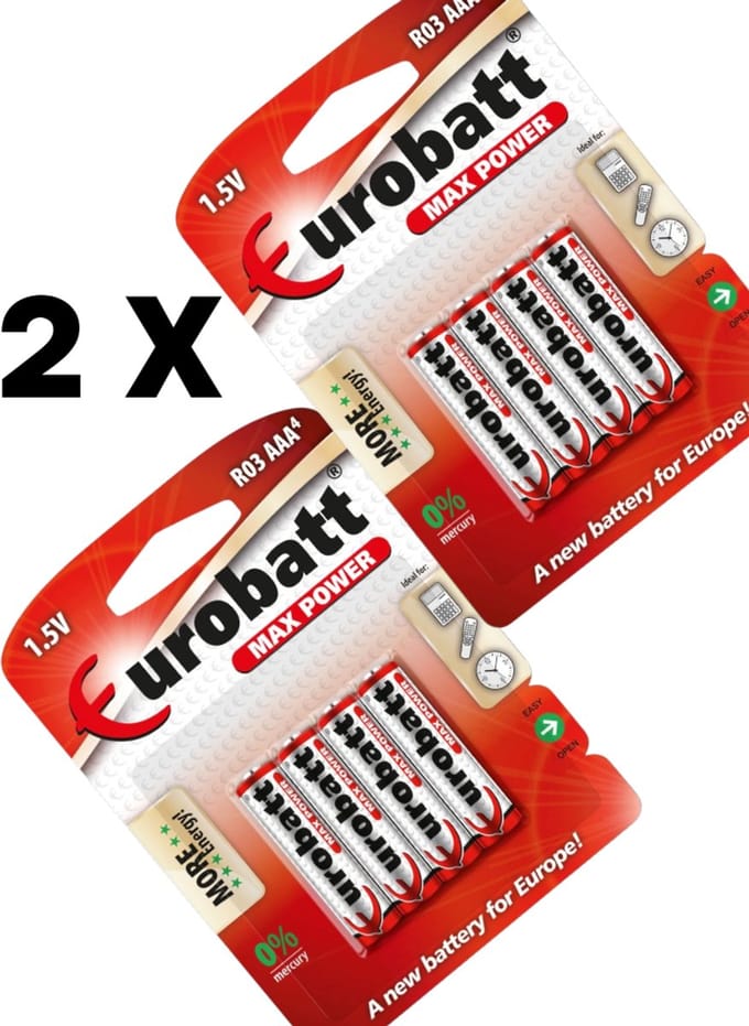 AAA R3-batterijen – Max Power (4 stuks, blisterverpakking)