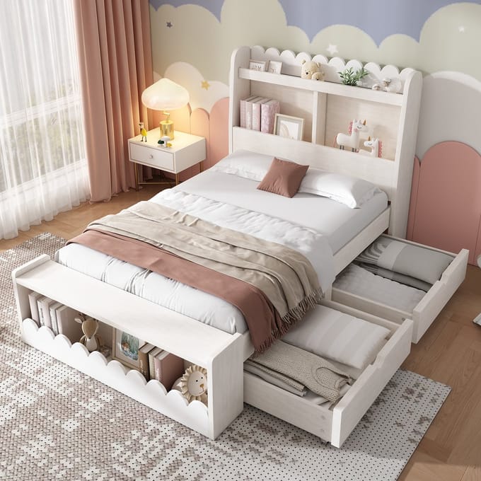 Gutent Kinderbed - met lade - 90x200 cm - hout - wit (zonder matras)