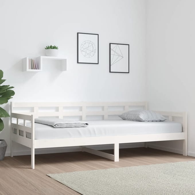 vidaXL - Slaapbank - massief - grenenhout - wit - 90x200 - cm