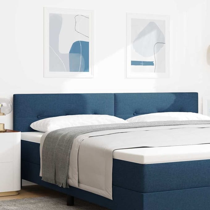 vidaXL - Hoogte - verstelbaar - hoofdbord - met - hoofdeinde - Blauw - 200 - cm - Stof