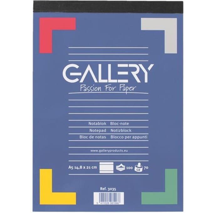 Gallery schrijfblok, ft A5, gelijnd, blok van 100 vel