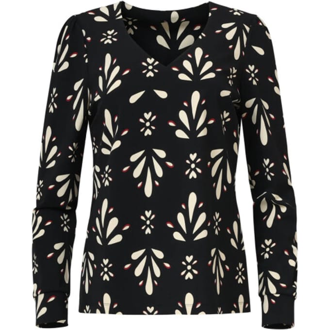 Smashed Lemon Zwart en wit getailleerde top met ornamentaal print in travelkwaliteit |