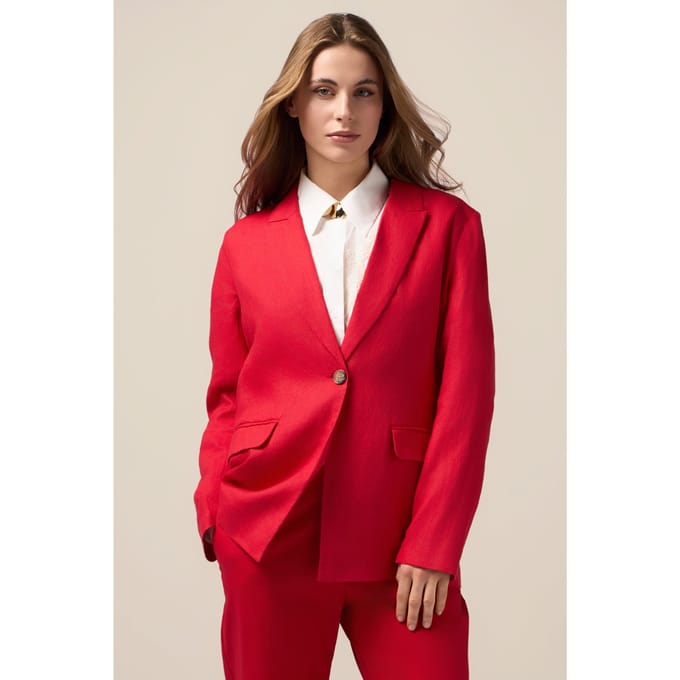 Oltre Single-breasted Linen Blazer Red Taglia: 48 | Blazers Outlet | Donna | Bianco