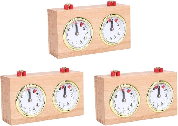Schaaktimer Set - Digitale Klok - Spel Tijdmeting - Draagbaar Ontwerp - 3 Stuks - Houtkleur