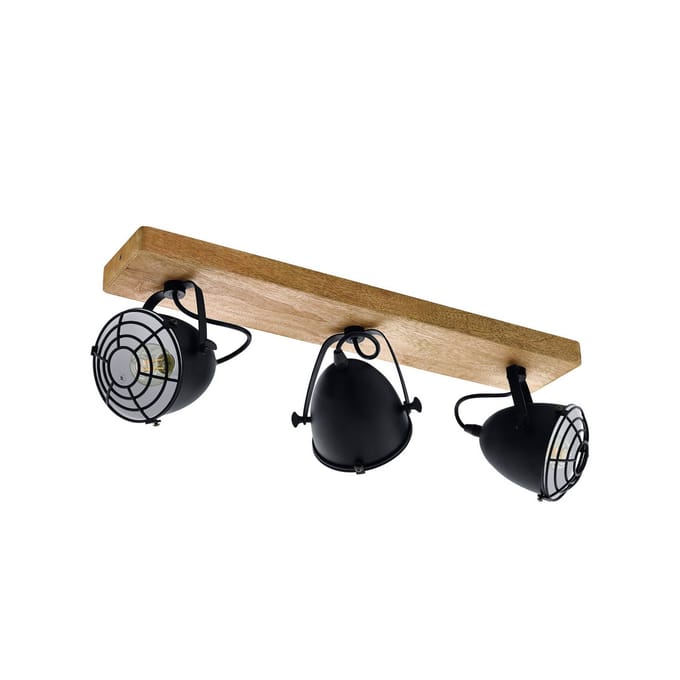 EGLO Gatebeck - wand/plafondlamp - 3-lichts - E14 - hout/zwart
