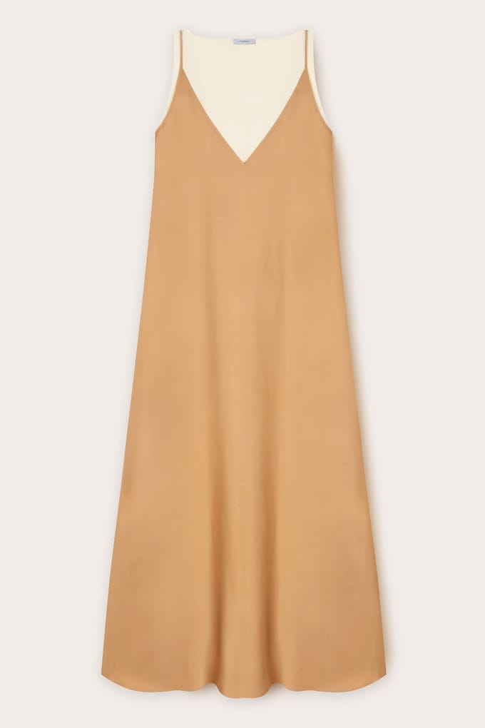 Motivi Long Double Viscose Dress Beige Größe: 36 | Maxikleider Outlet | Damen | Braun