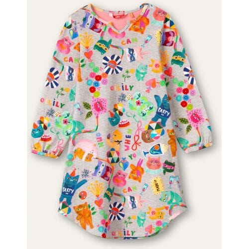 Oilily Dutje jersey nachthemd- maat128/8yr Grijs Melee