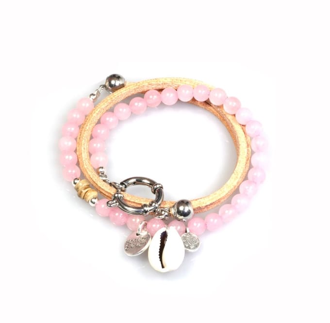 Heaven Eleven - Leren wikkel met rosequartz