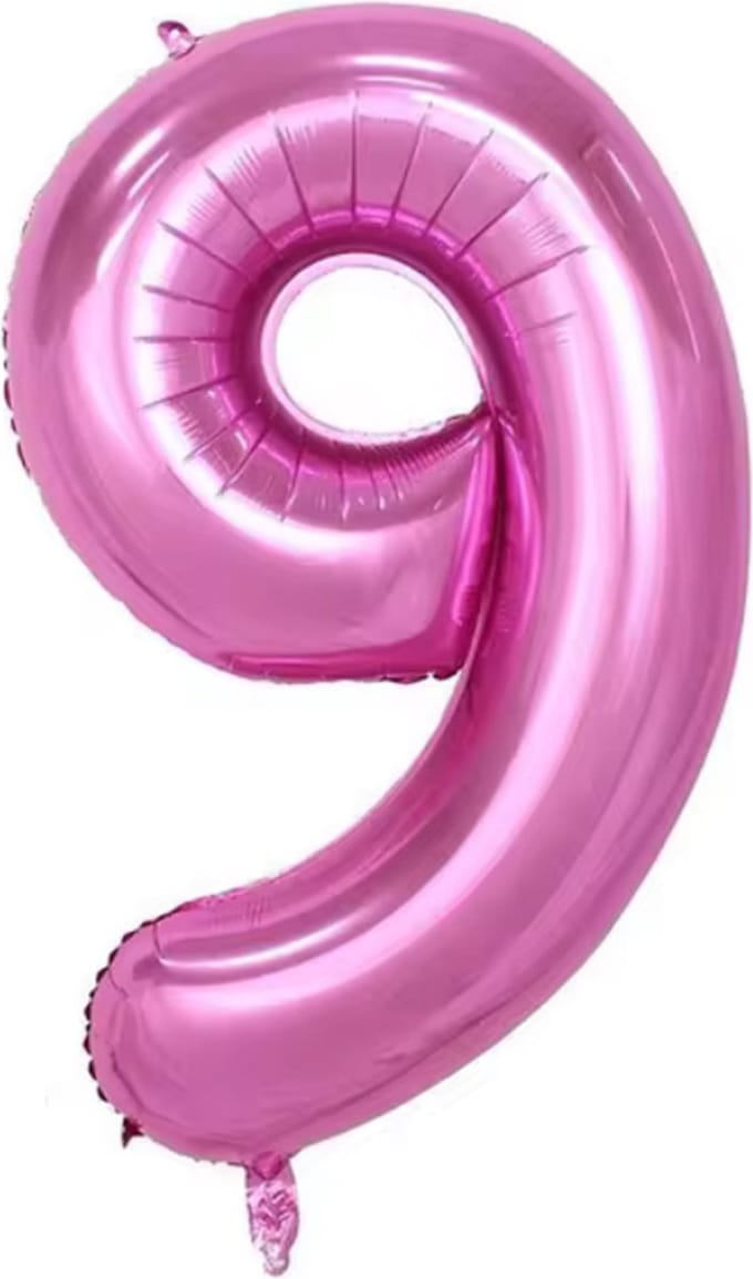 Scoby - Cijerballon - Folieballon - XL 100cm - Fuchsia - Cijfer 9
