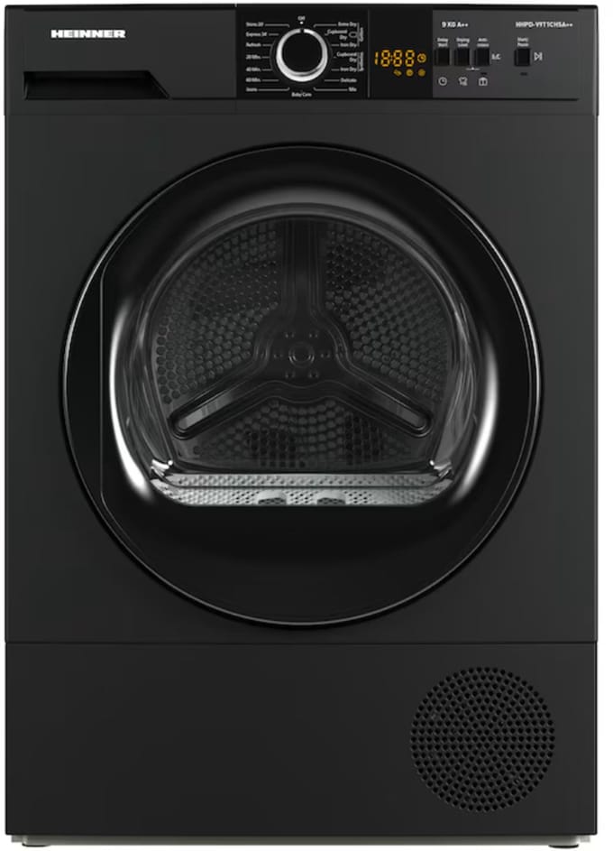 Heinner Wasdroger - Warmtepompdroger - 8 KG - 15 Programma's - LED Display - Trommelverlichting - Antraciet