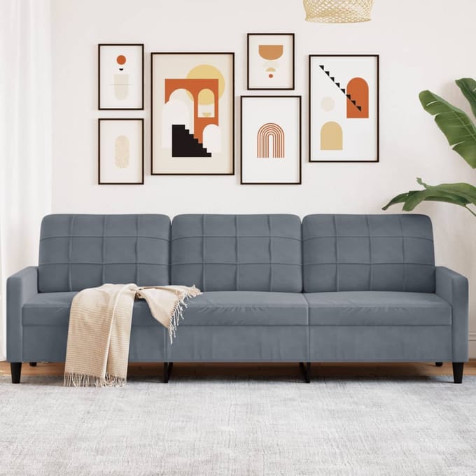 vidaXL - Driezitsbank - 210 - cm - fluweel - donkergrijs