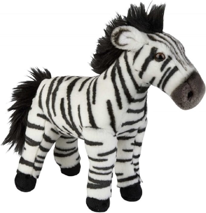 Ravensden Pluche knuffeldier - zebra - zwart/wit - 28 cm - zebra knuffeldier