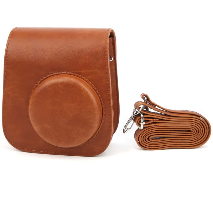 PU Camera Opbergtas Vintage Sling Shell Tas voor Fujifilm Instax Mini 11 9 8 Camera brown