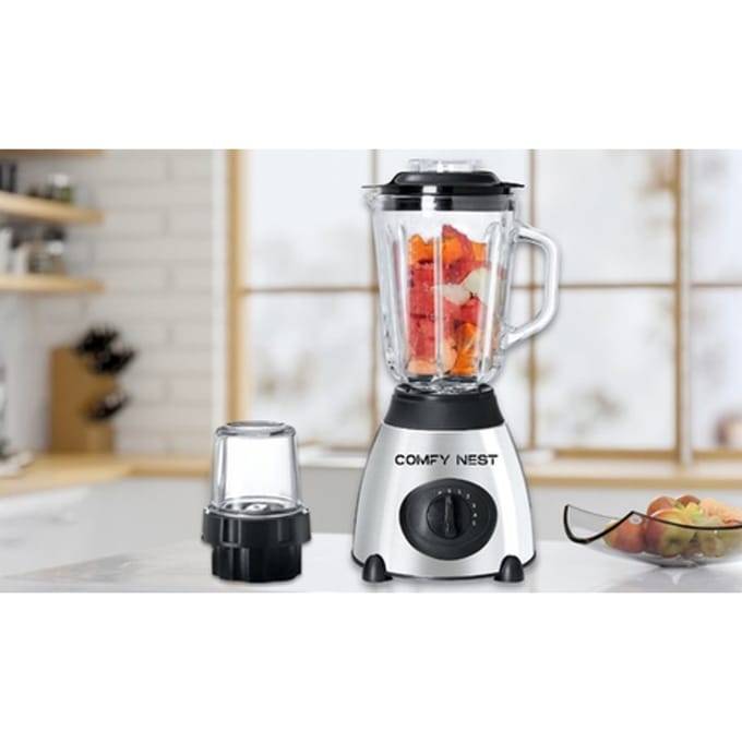 Comfy Nest CN-BLG15P: 2-in-1 Glass Blender and Grinder - 5 Speed + Pulse Function
