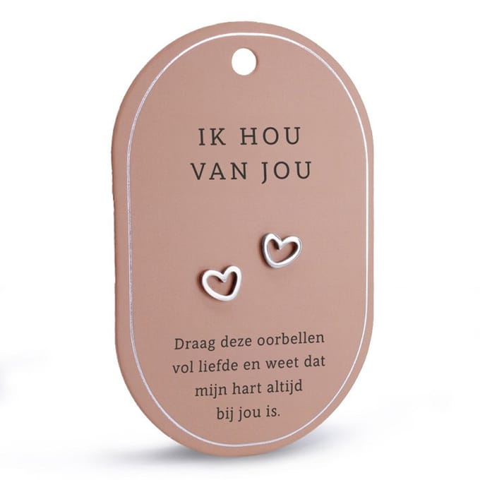 Miko-Oorbellen - Zilver - Ik hou van jou
