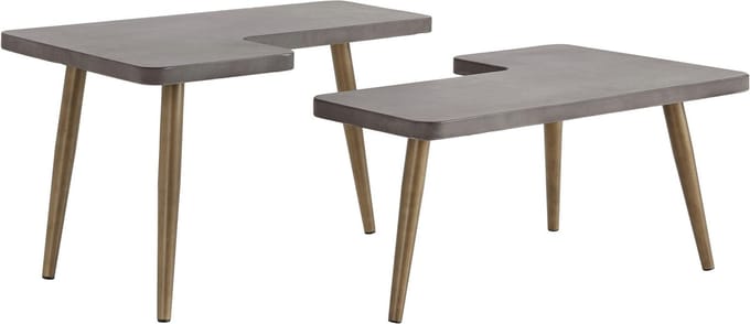 Loupe-Salontafelset - Messing/Beton