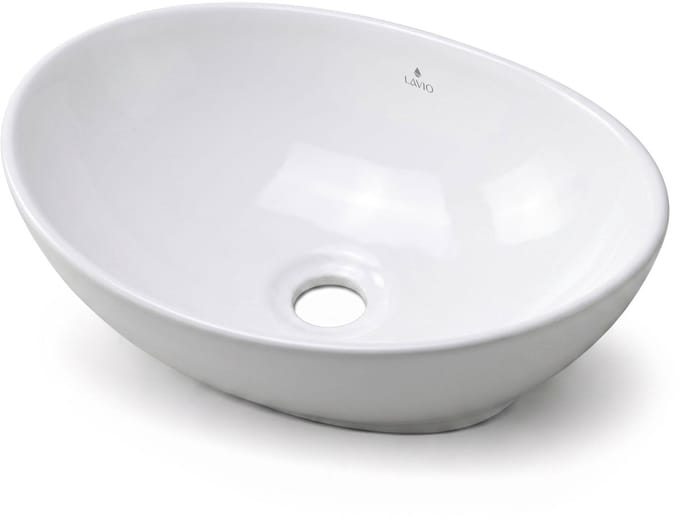 Ovale Wastafel OVALIS 41 cm / Keramische Opbouwwastafel / Glans Wit