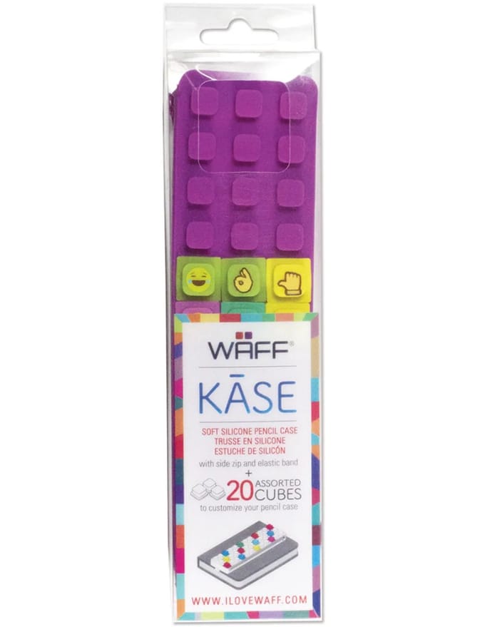Waff etui paars - siliconen personaliseerbaar pennenzakje met steentjes.