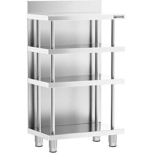 GGM Gastro Bar-Arbeitstisch - Edelstahl - 600x400mm - mit 4 Ablagen