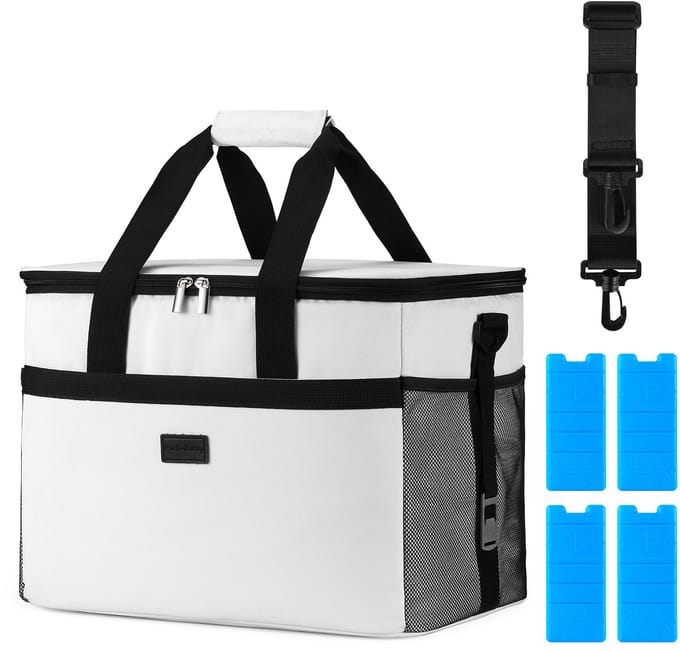 Packaway 4 Laags Geïsoleerde Koeltas - Lunchtas 30 liter - Wit